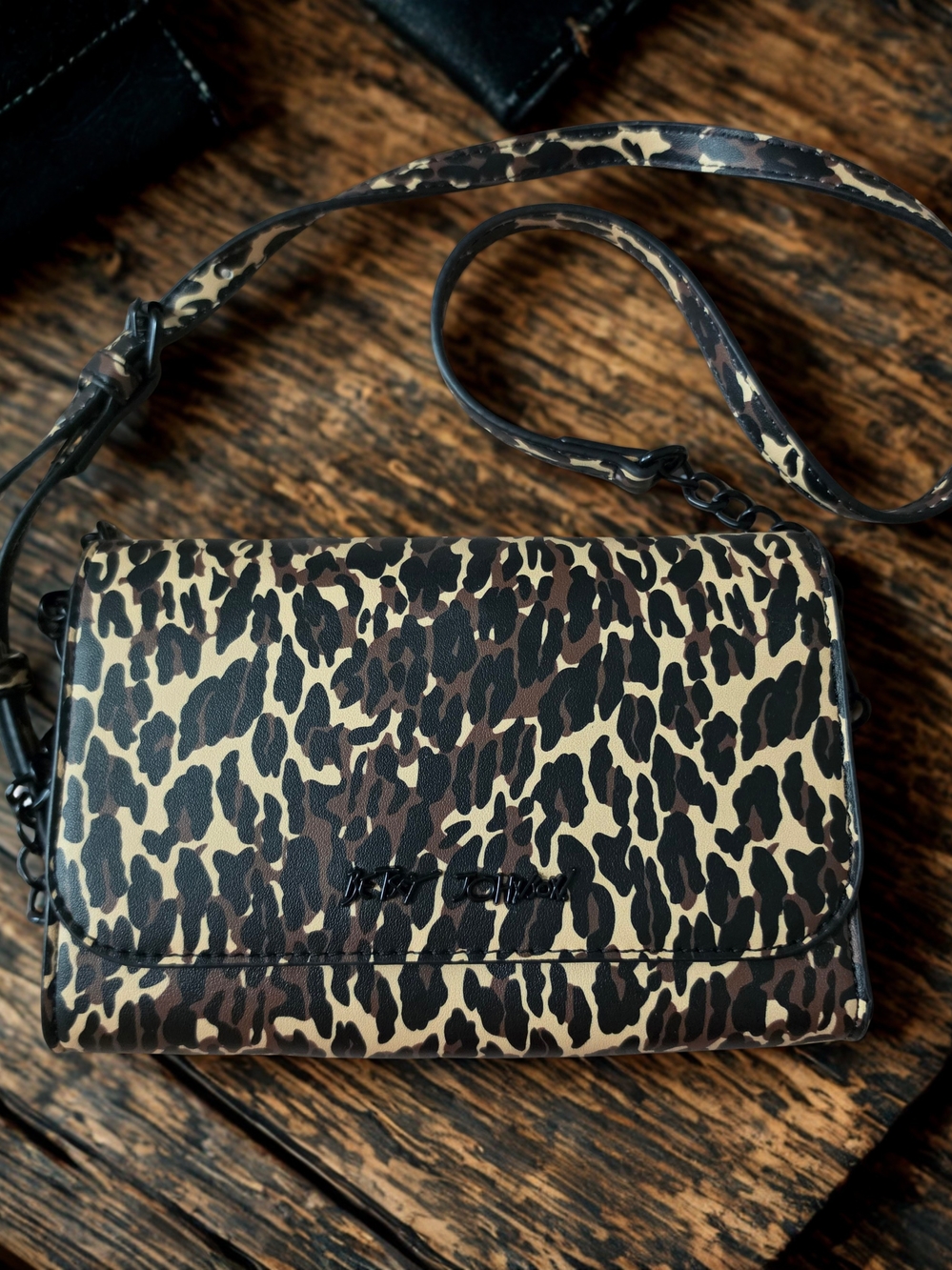 Leopard Print Crossbody Bag - Brown/Black
